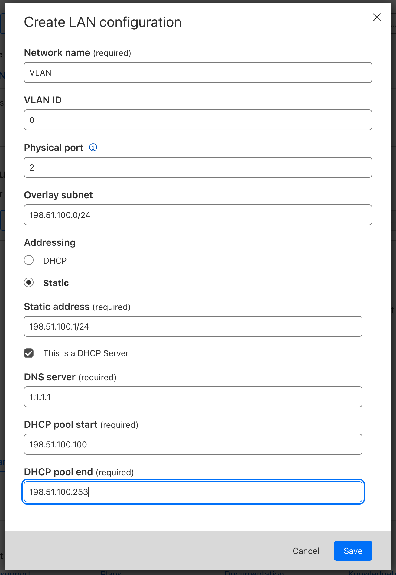 An example of how to configure you Magic WAN Connector LAN