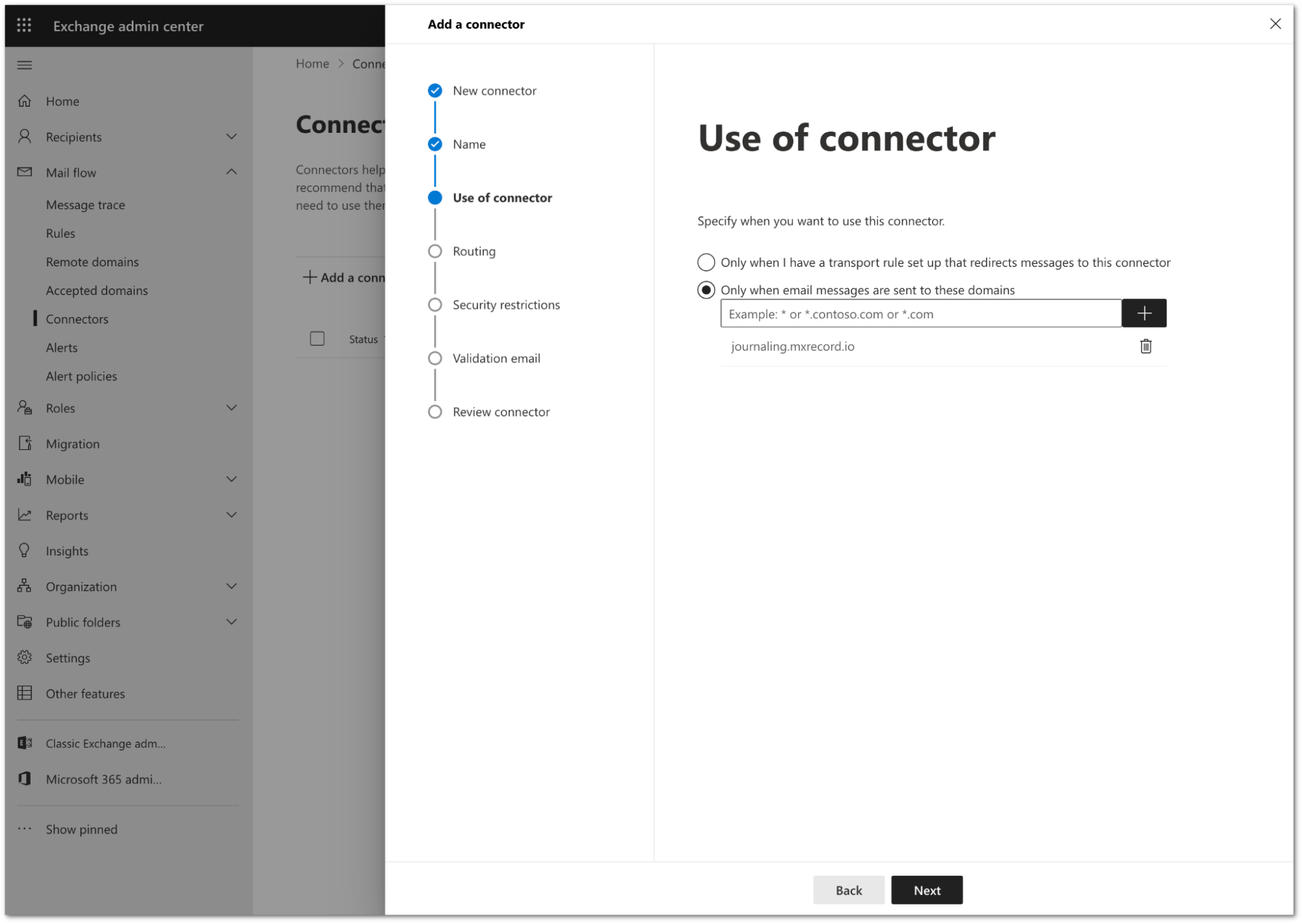 Configure use of connector